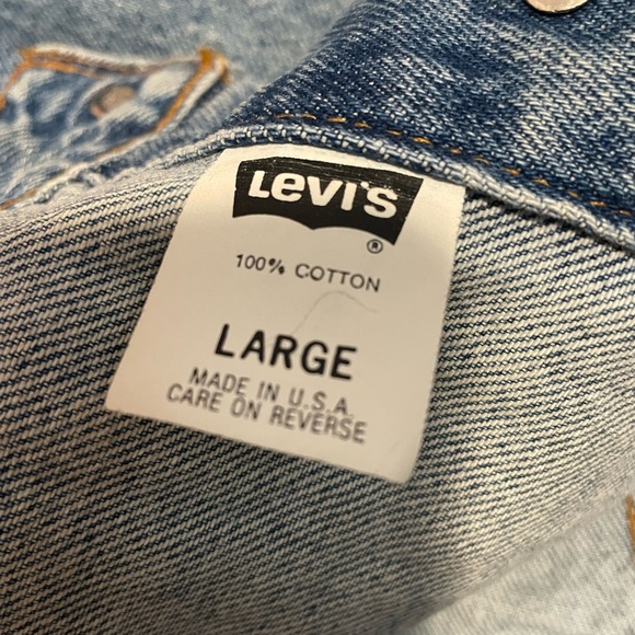 Levi’s Strauss Vintage Denim Trucker Jacket Lace Embroidered YL 16/18 Oversized - Picture 8 of 15